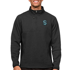 Seattle Kraken Antigua Course Quarter-Zip Pullover Top - Heather Black Pullover
