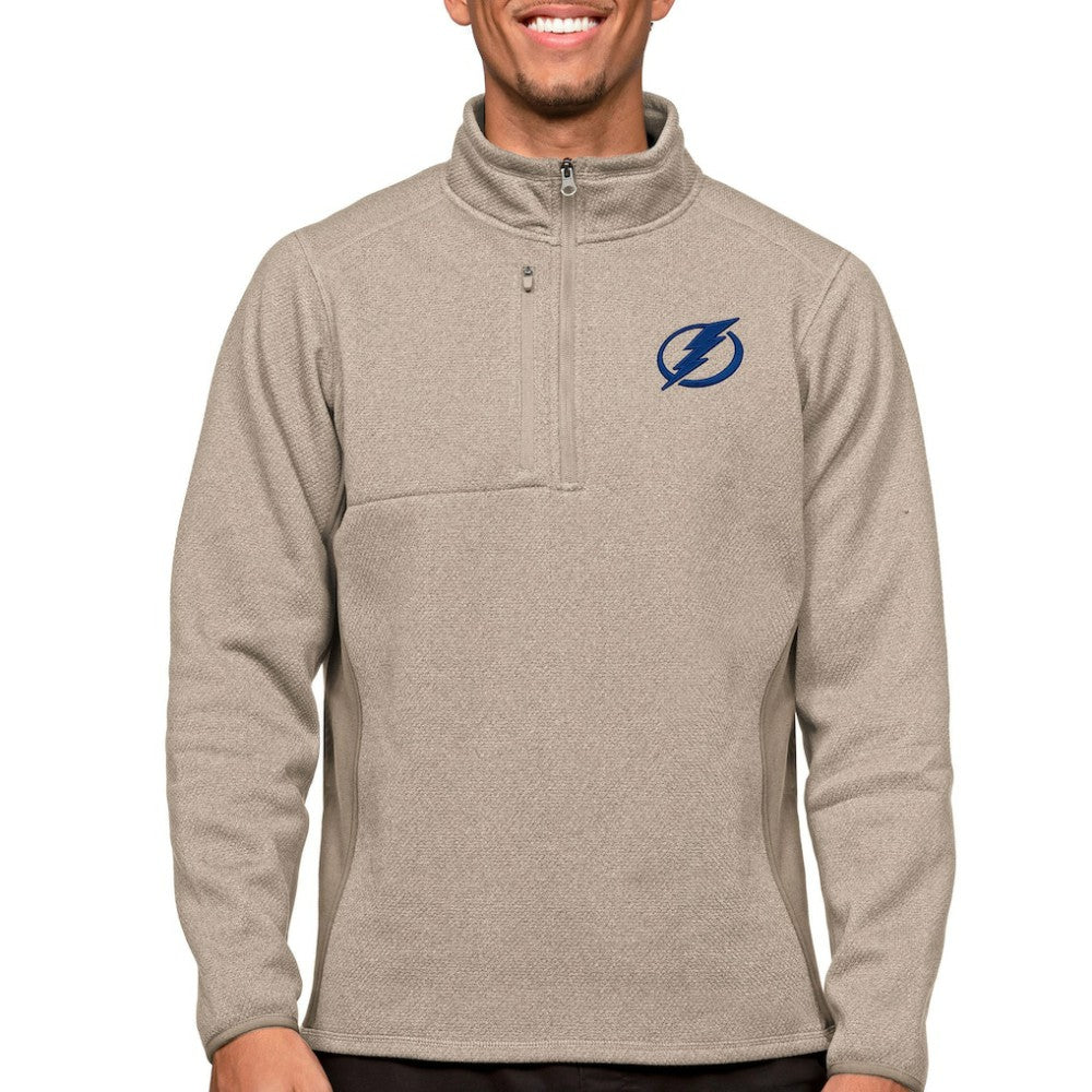 Tampa Bay Lightning Antigua Course Quarter-Zip Pullover Top - Oatmeal Pullover