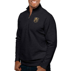 Vegas Golden Knights Antigua Gambit Quarter-Zip Pullover Top - Heather Black Pullover