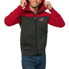 Columbus Blue Jackets Antigua Protect Full-Zip Hoodie - Red/Charcoal Hoodies