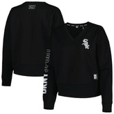 Chicago White Sox DKNY Sport Women's Lily V-Neck Pullover Sweatshirt Black