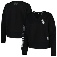 Chicago White Sox DKNY Sport Women's Lily V-Neck Pullover Sweatshirt Black