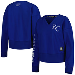 Kansas City Royals DKNY Sport Women's Lily V-Neck Pullover Sweatshirt Royal