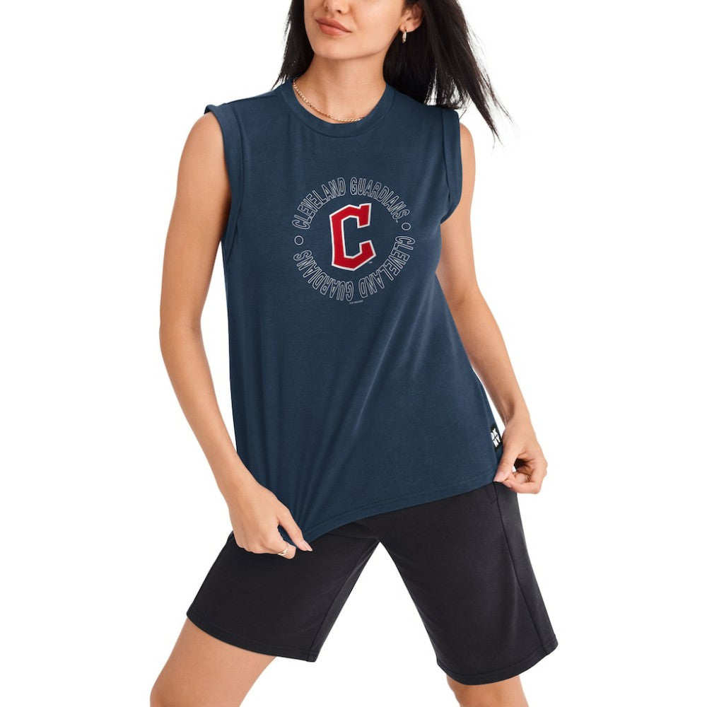 Cleveland Guardians DKNY Sport Women's Madison Tri-Blend Tank Top Navy