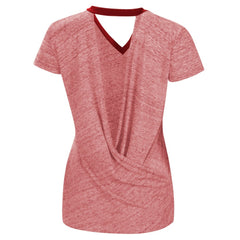 Los Angeles Angels Touch Women's Halftime Back Wrap Top V-Neck T-Shirt Red