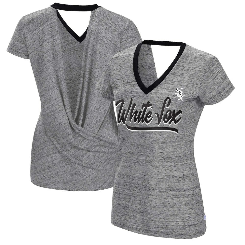 Chicago White Sox Touch Women's Halftime Back Wrap Top V-Neck T-Shirt Black