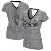 Chicago White Sox Touch Women's Halftime Back Wrap Top V-Neck T-Shirt Black