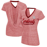 St. Louis Cardinals Touch Women's Halftime Back Wrap Top V-Neck T-Shirt Red