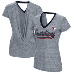 Cleveland Guardians Touch Women's Halftime Back Wrap Top V-Neck T-Shirt Navy