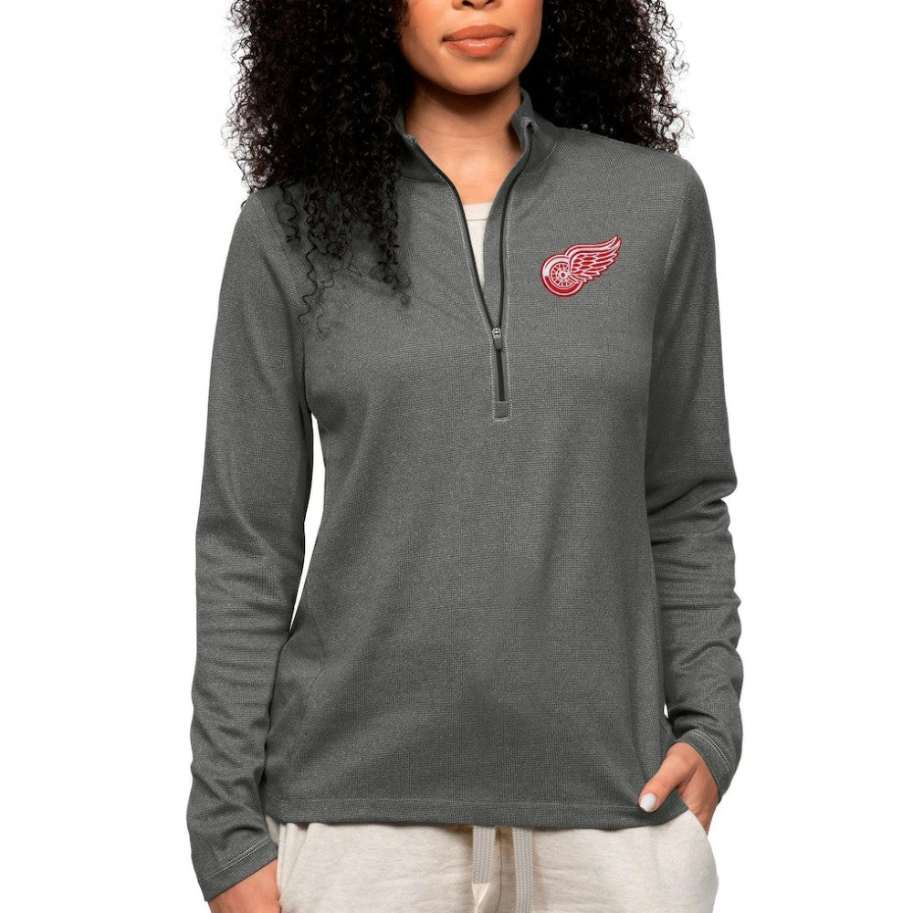 Detroit Red Wings Antigua Women's Epic Quarter-Zip Pullover Top - Heather Charcoal Pullover