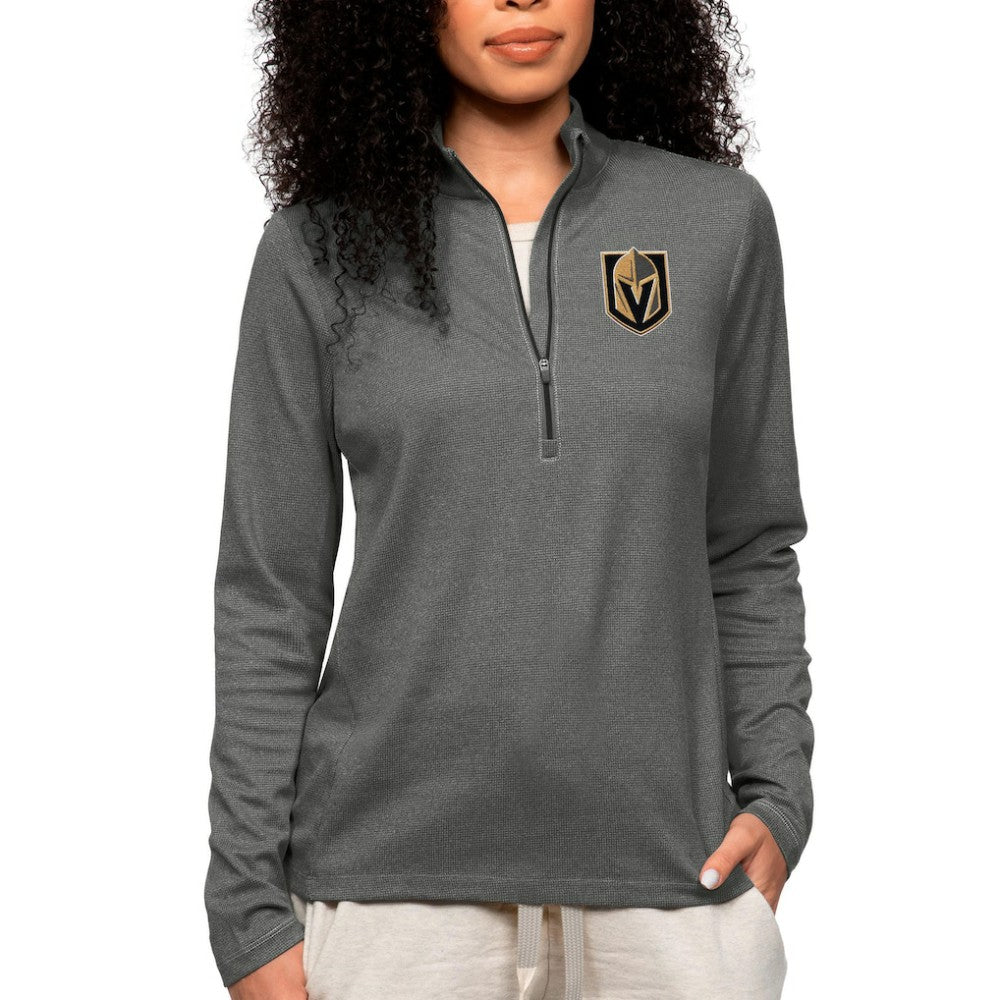 Vegas Golden Knights Antigua Women's Epic Quarter-Zip Pullover Top - Heather Charcoal Pullover