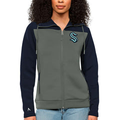 Seattle Kraken Antigua Women's Protect Full-Zip Hoodie - Navy/Steel Hoodies