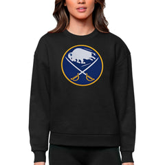 Buffalo Sabres Antigua Women's Team Logo Victory Crewneck Pullover Sweatshirt - Black Sweatshirts