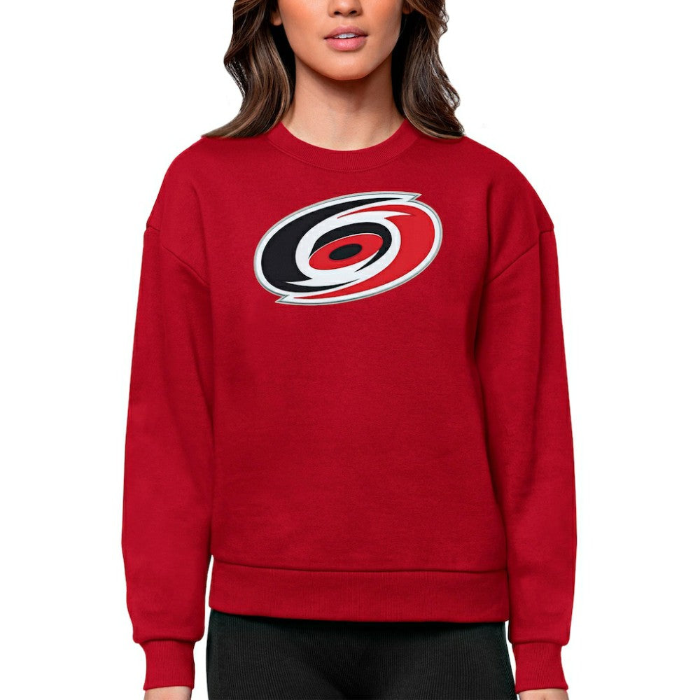 Carolina Hurricanes Antigua Women's Team Logo Victory Crewneck Pullover Sweatshirt - Red Sweatshirts