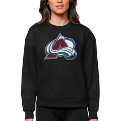 Colorado Avalanche Antigua Women's Team Logo Victory Crewneck Pullover Sweatshirt - Black Sweatshirts