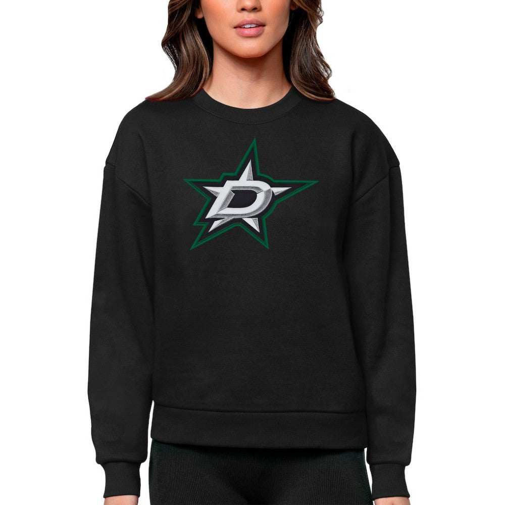 Dallas Stars Antigua Women's Team Logo Victory Crewneck Pullover Sweatshirt - Black Sweatshirts