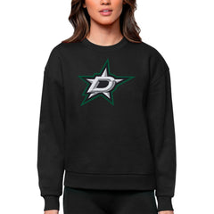 Dallas Stars Antigua Women's Team Logo Victory Crewneck Pullover Sweatshirt - Black Sweatshirts