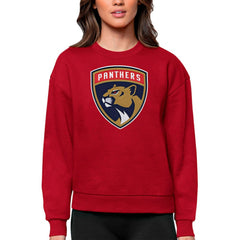 Florida Panthers Antigua Women's Team Logo Victory Crewneck Pullover Sweatshirt - Red Sweatshirts