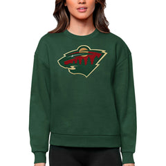 Minnesota Wild Antigua Women's Team Logo Victory Crewneck Pullover Sweatshirt - Green Sweatshirts
