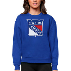New York Rangers Antigua Women's Team Logo Victory Crewneck Pullover Sweatshirt - Royal Sweatshirts