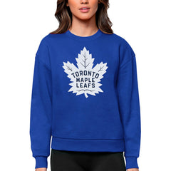 Toronto Maple Leafs Antigua Women's Team Logo Victory Crewneck Pullover Sweatshirt - Royal Sweatshirts