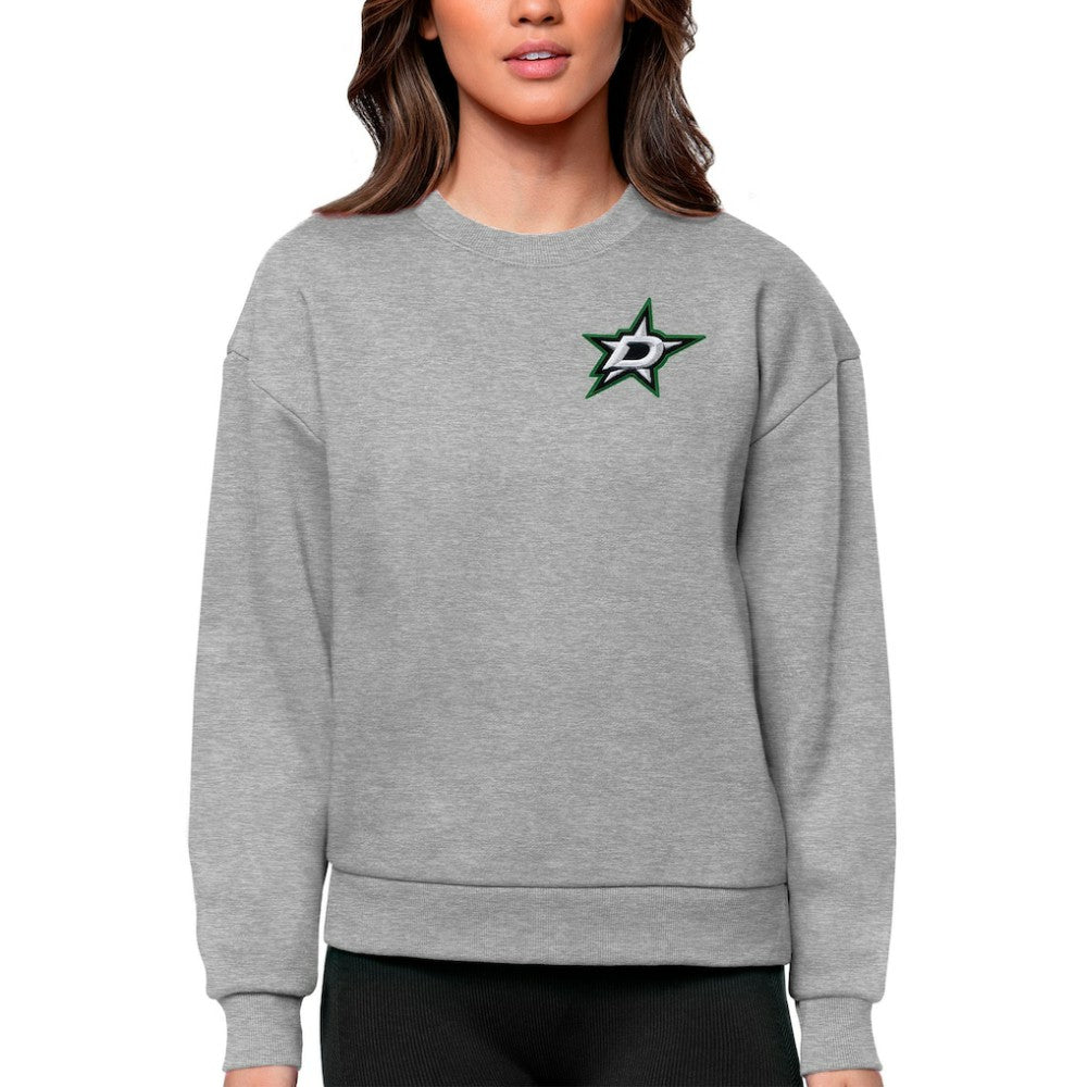 Dallas Stars Antigua Women's Victory Crewneck Pullover Sweatshirt - Heather Gray Sweatshirts