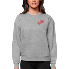 Detroit Red Wings Antigua Women's Victory Crewneck Pullover Sweatshirt - Heather Gray Sweatshirts