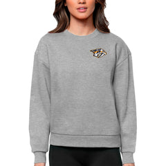 Nashville Predators Antigua Women's Victory Crewneck Pullover Sweatshirt - Heather Gray Sweatshirts