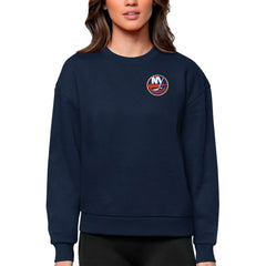 New York Islanders Antigua Women's Victory Crewneck Pullover Sweatshirt - Navy Sweatshirts