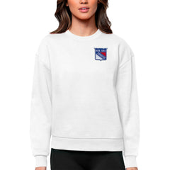 New York Rangers Antigua Women's Victory Crewneck Pullover Sweatshirt - White Sweatshirts