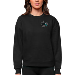 San Jose Sharks Antigua Women's Victory Crewneck Pullover Sweatshirt - Black Sweatshirts