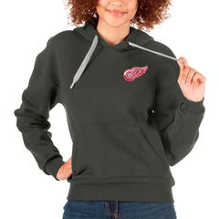 Detroit Red Wings Antigua Women's Victory Pullover Hoodie - Charcoal Hoodies