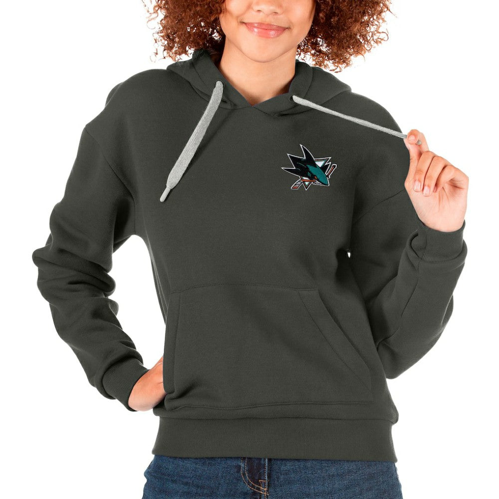 San Jose Sharks Antigua Women's Victory Pullover Hoodie - Charcoal Hoodies