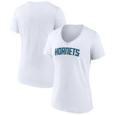 Charlotte Hornets Women's Wordmark V-Neck T-Shirt - White cheap