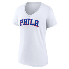 Philadelphia 76ers Women's Wordmark V-Neck T-Shirt - White for sale
