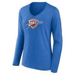 Oklahoma City Thunder Women's Logo Long Sleeve V-Neck T-Shirt - Blue discount