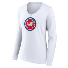 Detroit Pistons Women's Logo Long Sleeve V-Neck T-Shirt sale - White cheap