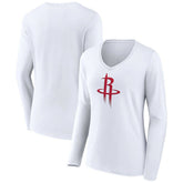 Houston Rockets Women's Logo Long Sleeve V-Neck T-Shirt - White discount