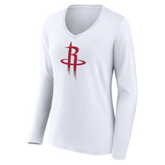 Houston Rockets Women's Logo Long Sleeve V-Neck T-Shirt - White discount