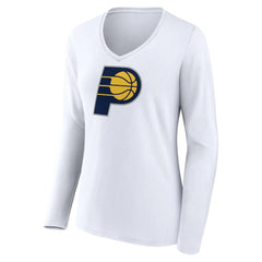 Indiana Pacers Women's Logo Long Sleeve V-Neck T-Shirt - White on sale