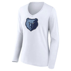 Memphis Grizzlies Women's Logo Long Sleeve V-Neck T-Shirt - White for sale