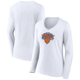 New York Knicks Women's Logo Long Sleeve V-Neck T-Shirt - White cheap
