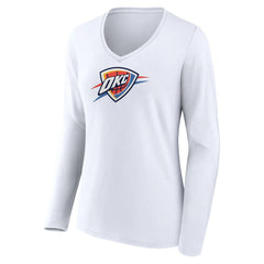 Oklahoma City Thunder Women's Logo Long Sleeve V-Neck T-Shirt - White cheap