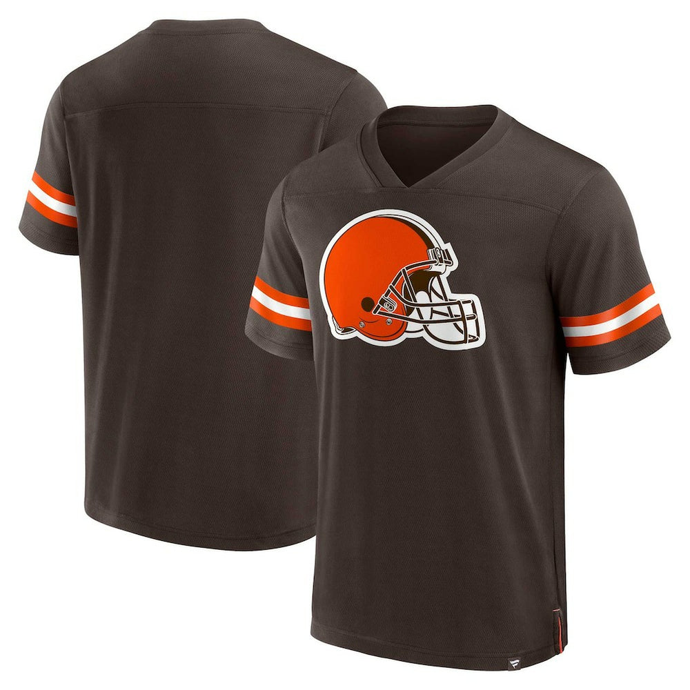 Cleveland Browns Jersey Tackle V-Neck T-Shirt - Brown discount