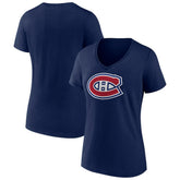 Montreal Canadiens Women's Team Logo V-Neck T-Shirt - Navy T-shirts