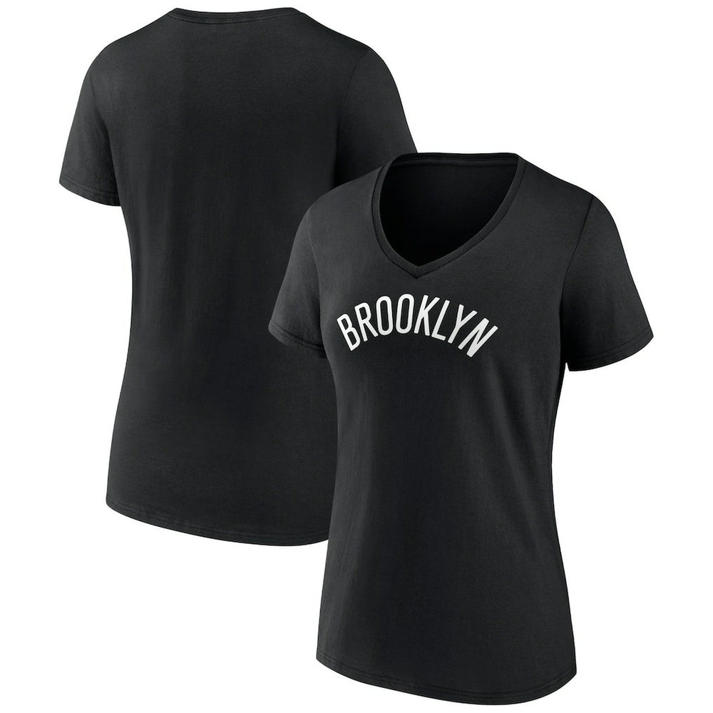 Brooklyn Nets Women's Wordmark V-Neck T-Shirt - Black sale