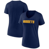 Denver Nuggets Women's Wordmark V-Neck T-Shirt sale - Navy on sale