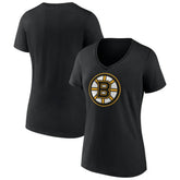 Boston Bruins Women's Team Logo V-Neck T-Shirt - Black T-shirts