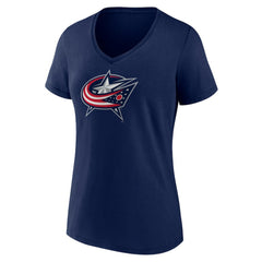 Columbus Blue Jackets Women's Team Logo V-Neck T-Shirt - Navy T-shirts