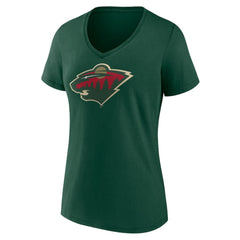 Minnesota Wild Women's Team Logo V-Neck T-Shirt - Green T-shirts